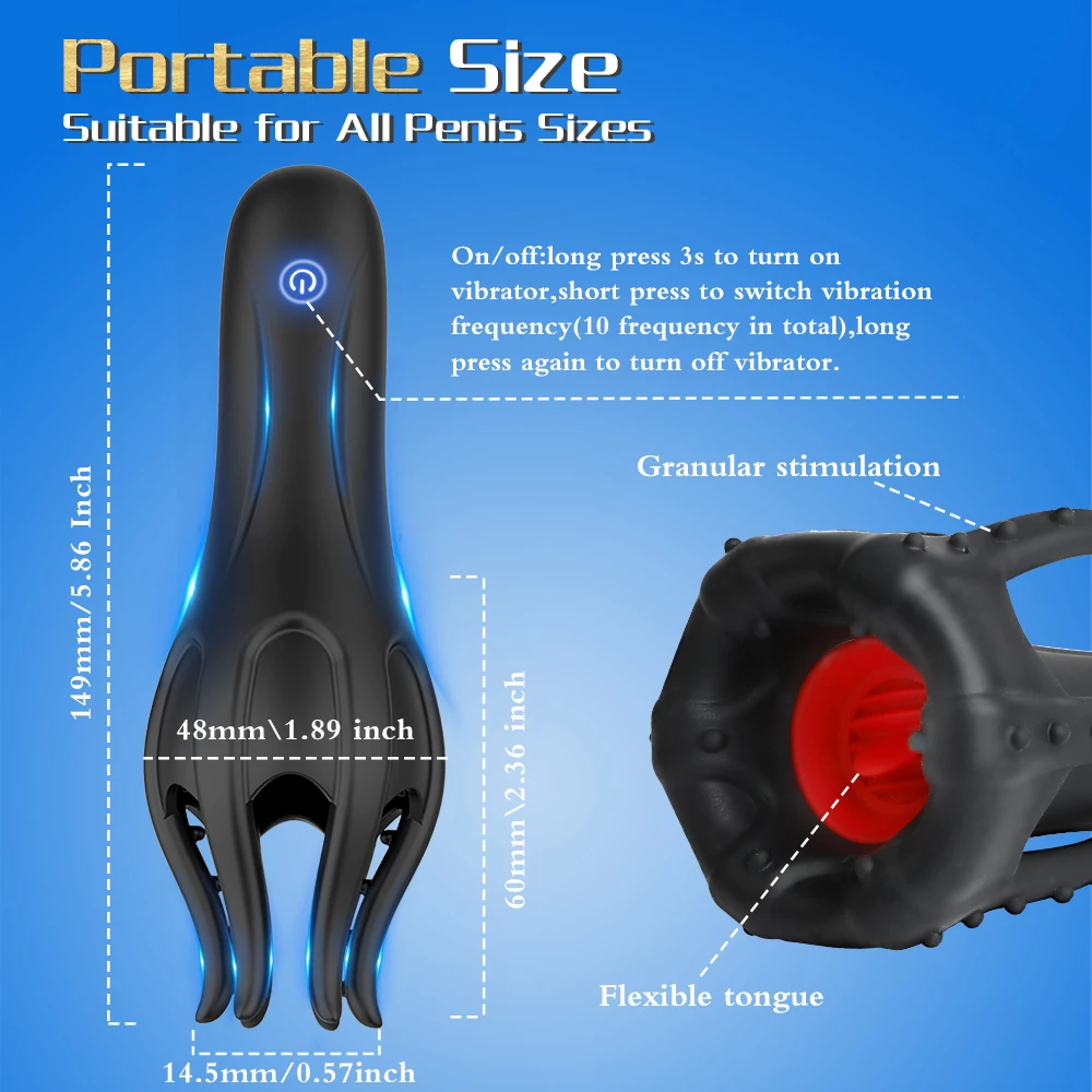 SEVN Male Masturbator Sex Toys for Men, Male Penis Vibrator for Mens with Tongue Licking, Masterbater Adult Sex Toy for Couples Him Gay Women Pleasure