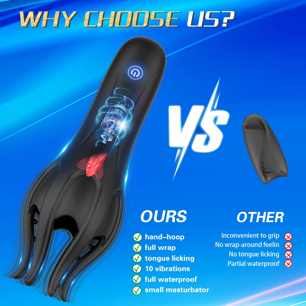 SEVN Male Masturbator Sex Toys for Men, Male Penis Vibrator for Mens with Tongue Licking, Masterbater Adult Sex Toy for Couples Him Gay Women Pleasure