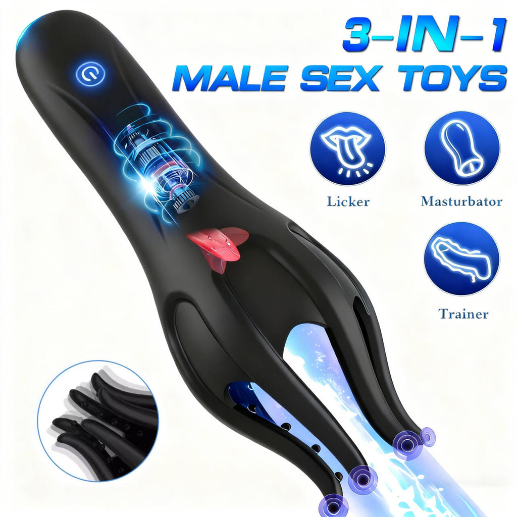 SEVN Male Masturbator Sex Toys for Men, Male Penis Vibrator for Mens with Tongue Licking, Masterbater Adult Sex Toy for Couples Him Gay Women Pleasure